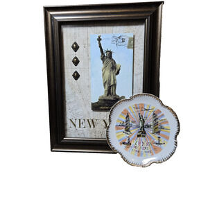 2 Piece New York City Lot Vintage Souvenir Plate 1964-1965 and Modern Art